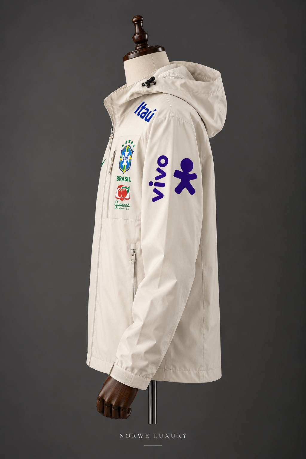 Veste Imperméable Brésil CBF – Beige 🇧🇷