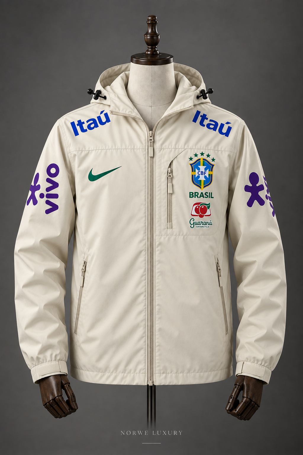 Veste Imperméable Brésil CBF – Beige 🇧🇷