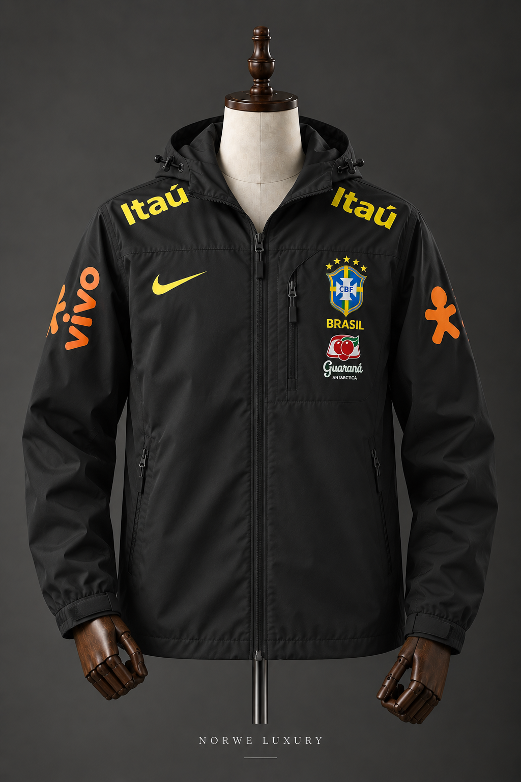 Veste Imperméable Brésil CBF – Noir 🇧🇷