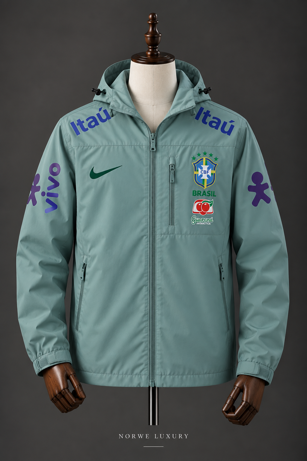 Veste Imperméable Brésil CBF – Vert Menthe 🇧🇷